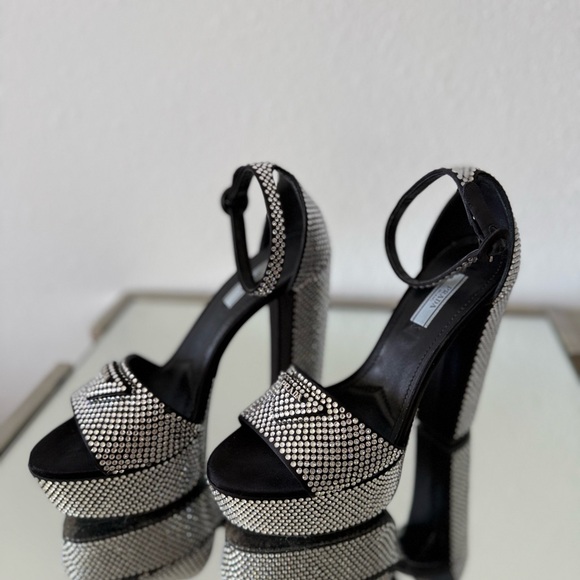 EUC PRADA Embellished satin platform sandals $2,100 39 - Picture 11 of 17